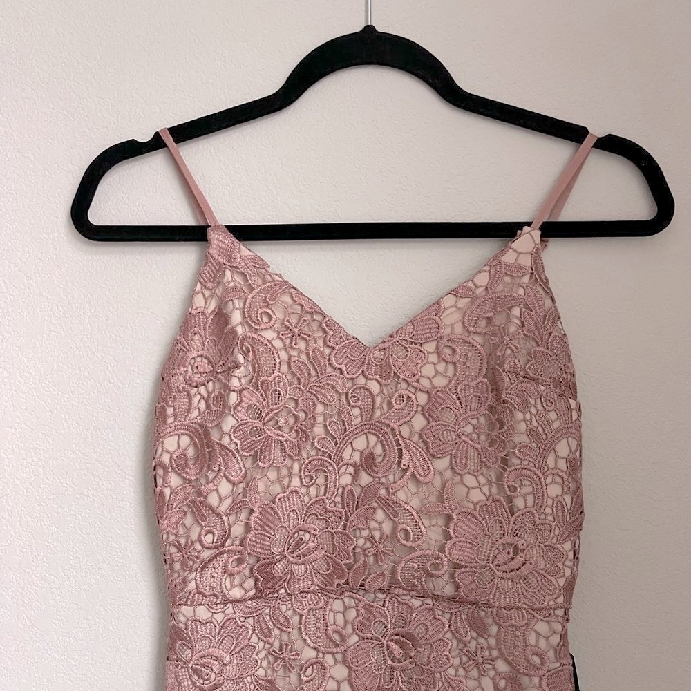 Express Lace Mini Cocktail Dress - Nude & Mauve - Size 00 - Picture 2 of 5